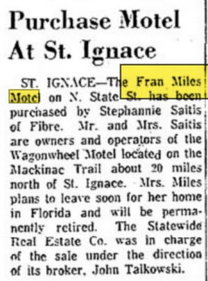 Fran Miles Motel (Saitis Beach Motel) - Aug 1964 Article